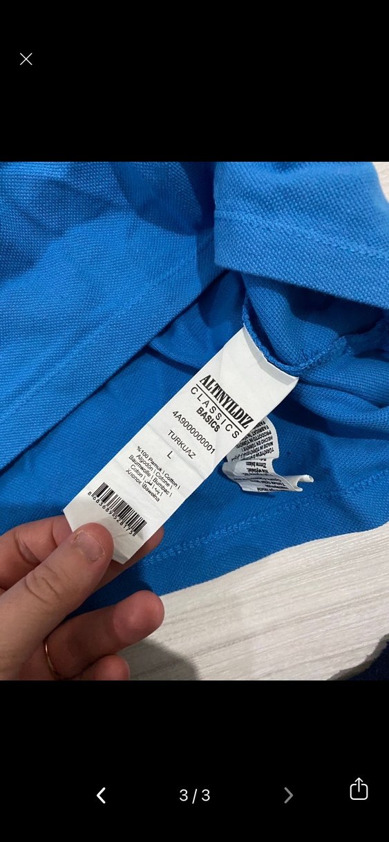 Mavi Kısa Kollu Denim Polo Tişört - Görsel 3