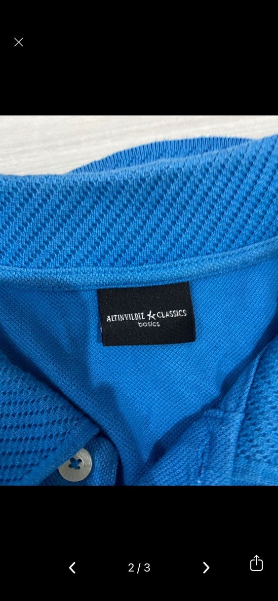 Mavi Kısa Kollu Denim Polo Tişört - Görsel 2