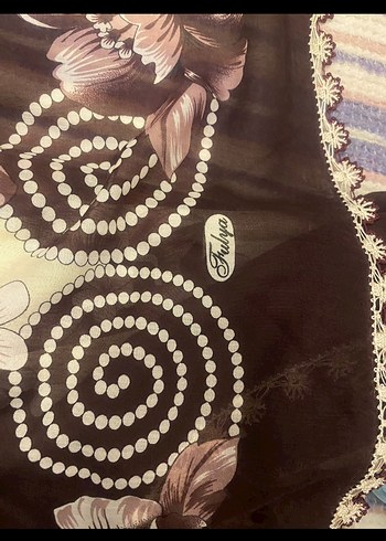 Dantel Detaylı Kahverengi Bohem Kadın Fular - Görsel 4