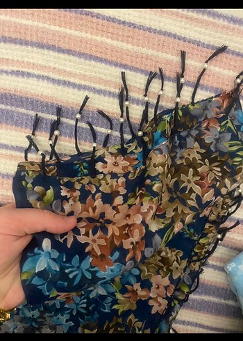 Çiçek Desenli Kadın Bohem Şal - Görsel 3