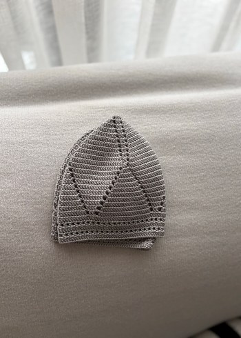 3 adet gri Örgü namaz takkesi - Görsel 3