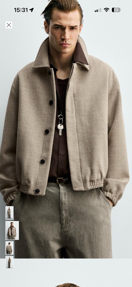 Bej Erkek Regular Fit Dokulu Ceket - Görsel 3