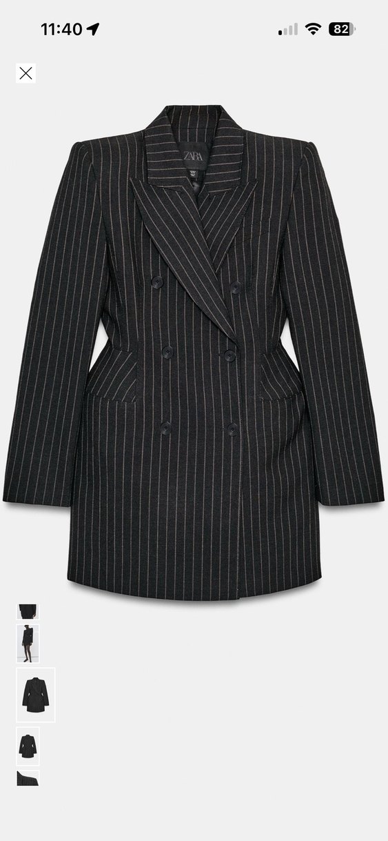 Düğmeli Siyah Çizgili Mini Blazer Elbise xs s m L - Görsel 5