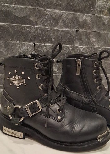 Harley Davidson Siyah Deri Bot