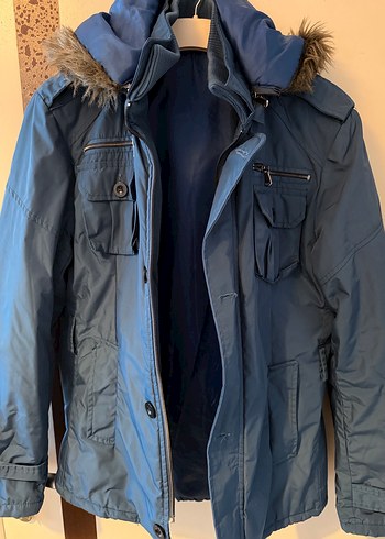 Kapüşonlu Petrol Mavisi Sokak Stili Ceket Mont Kaban Erkek Kadın - Görsel 9