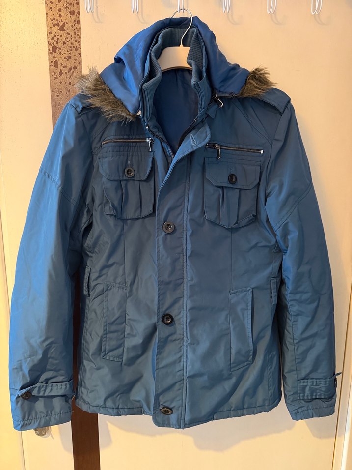 Kapüşonlu Petrol Mavisi Sokak Stili Ceket Mont Kaban Erkek Kadın - Görsel 3