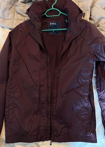 Bordo Kapüşonlu Fermuarlı Erkek Kadın Ceket Yağmurluk Mont - Görsel 6