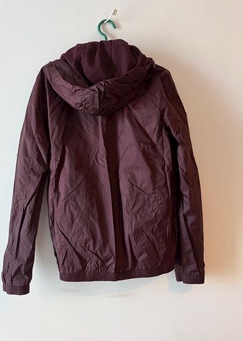 Bordo Kapüşonlu Fermuarlı Erkek Kadın Ceket Yağmurluk Mont - Görsel 3