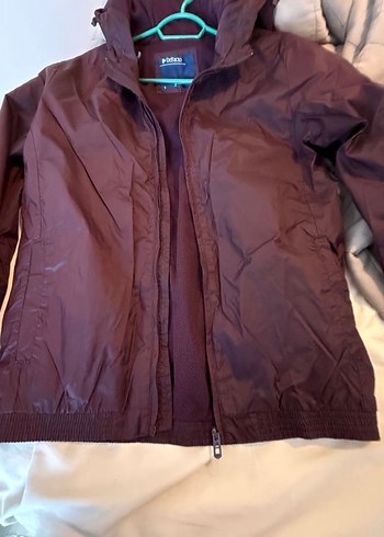 Bordo Kapüşonlu Fermuarlı Erkek Kadın Ceket Yağmurluk Mont - Görsel 8