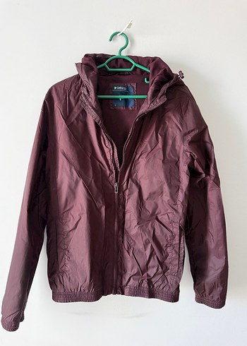 Bordo Kapüşonlu Fermuarlı Erkek Kadın Ceket Yağmurluk Mont - Görsel 2