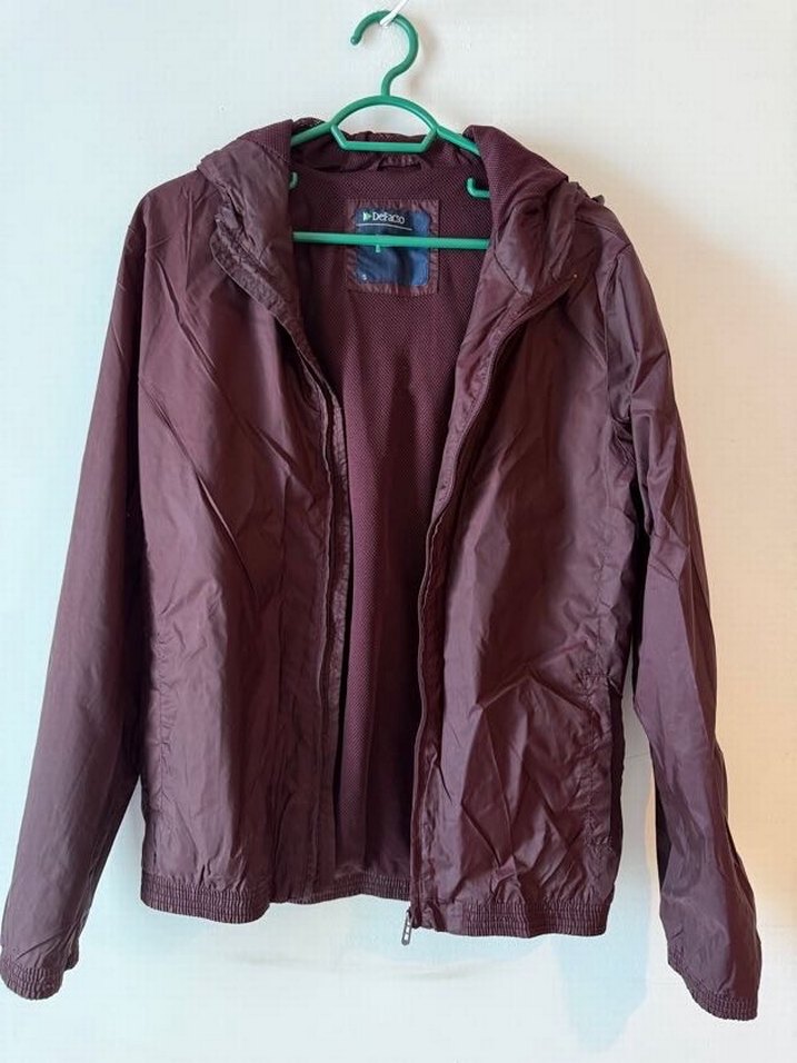 Bordo Kapüşonlu Fermuarlı Erkek Kadın Ceket Yağmurluk Mont - Görsel 4