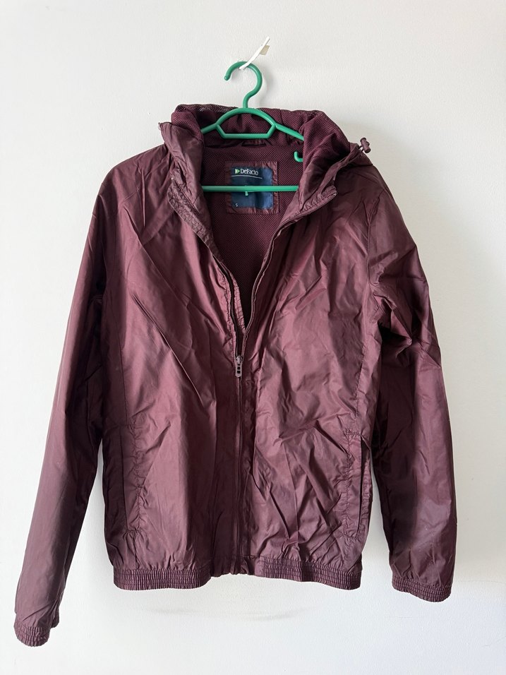 Bordo Kapüşonlu Fermuarlı Erkek Kadın Ceket Yağmurluk Mont - Görsel 2