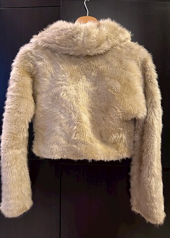 Bej Kadın Kürk Midi Boy Ceket - Görsel 5