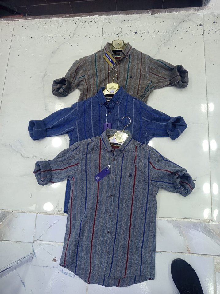 Çizgili Düğmeli Erkek Gömlekler - Rahat Kesim - Görsel 2