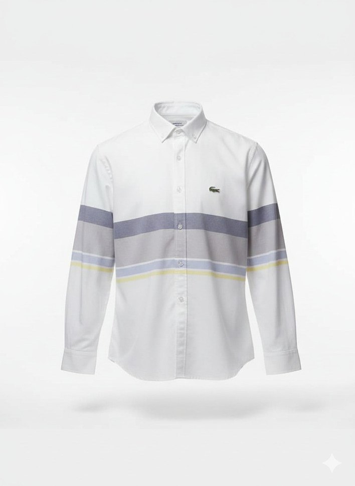 Erkek Beyaz Çizgili Uzun Kollu Gömlek - Görsel 3