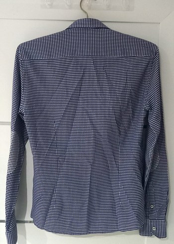 PÖTİKARE DESENLİ KOLLARI YAMALI LACİVERT ERKEK GÖMLEĞİ - Görsel 3