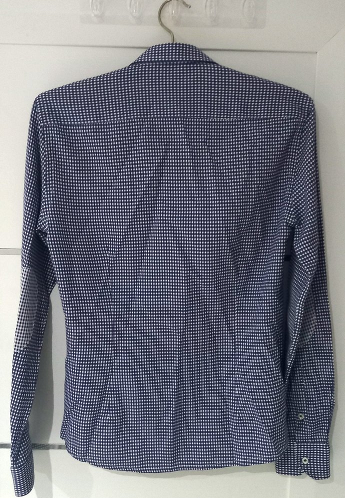 PÖTİKARE DESENLİ KOLLARI YAMALI LACİVERT ERKEK GÖMLEĞİ - Görsel 3