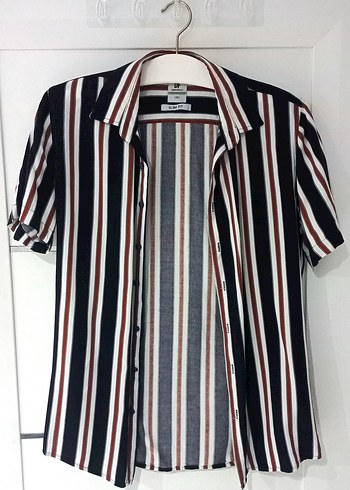 DEFACTO YAZLIK DİKEY ÇİZGİLİ KISA KOLLU GÖMLEK - Görsel 2