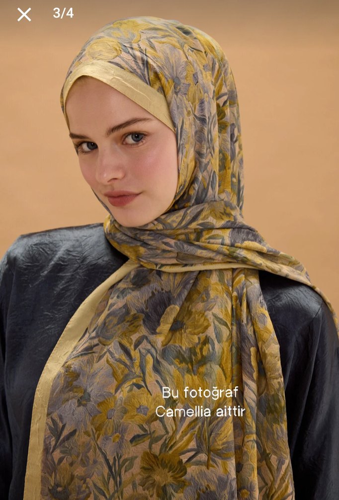 CS Camellia Scarf Soft Pamuk Paraside Şal - Görsel 2