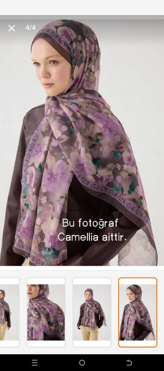 CS Camellia Scarf Soft Pamuk Tokyo Rami Şal - Görsel 2