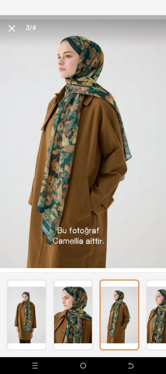 CS Camellia Scarf Soft Pamuk Petra Rami Şal - Görsel 2