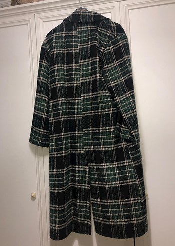 Be Blue Düğmeli Yeşil Ekose Uzun Kadın Kaban - Görsel 2