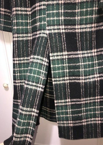 Be Blue Düğmeli Yeşil Ekose Uzun Kadın Kaban - Görsel 6