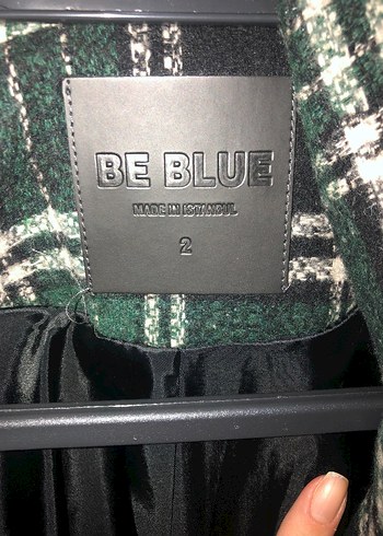 Be Blue Düğmeli Yeşil Ekose Uzun Kadın Kaban - Görsel 4