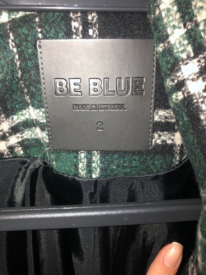 Be Blue Düğmeli Yeşil Ekose Uzun Kadın Kaban - Görsel 4