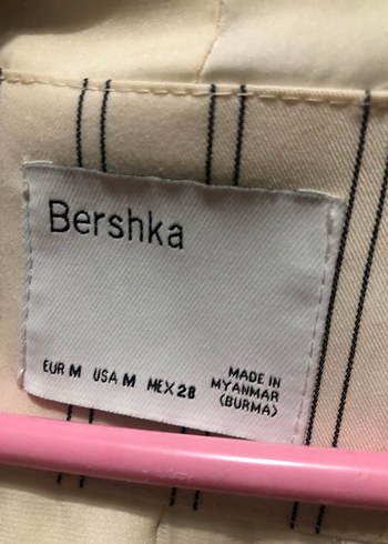 Bershka-Çizgili Beyaz Kadın Blazer Ceket - Görsel 2