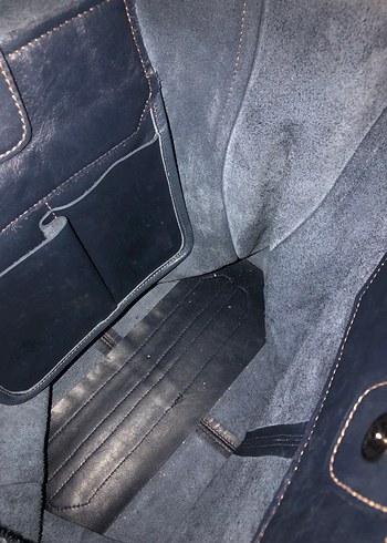 Klasik Lacivert Deri Kadın Çanta - Görsel 2