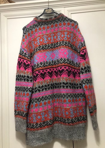 Bohem Çok Renkli Desenli Triko Kazak - Görsel 2