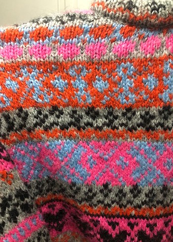 Bohem Çok Renkli Desenli Triko Kazak - Görsel 4