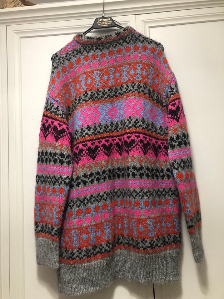 Bohem Çok Renkli Desenli Triko Kazak - Görsel 2