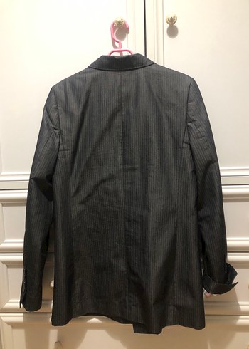 Düğmeli Gri Kadın Blazer Ceket - Görsel 4