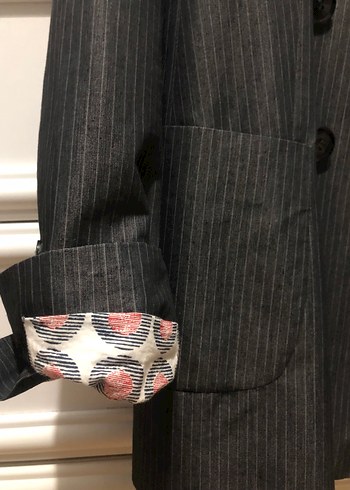 Düğmeli Gri Kadın Blazer Ceket - Görsel 2