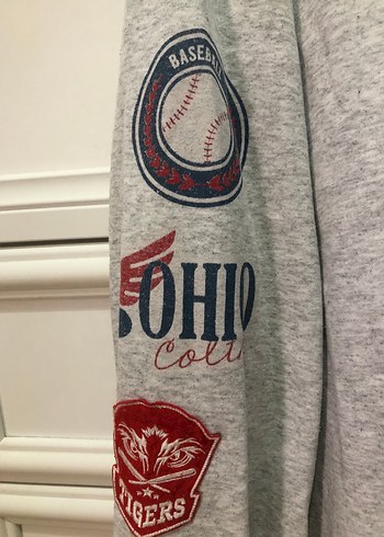 Gri Baskılı Kadın Sweatshirt - Görsel 4