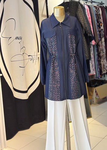 Çok Renkli Denim pullu Ceketi - Görsel 2