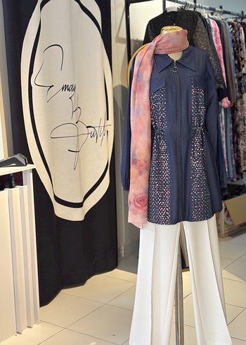 Çok Renkli Denim pullu Ceketi - Görsel 3