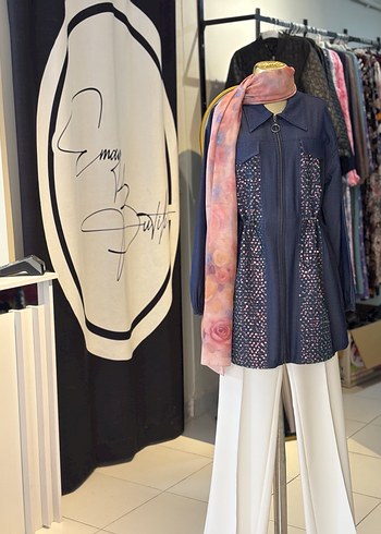 Çok Renkli Denim pullu Ceketi - Görsel 4