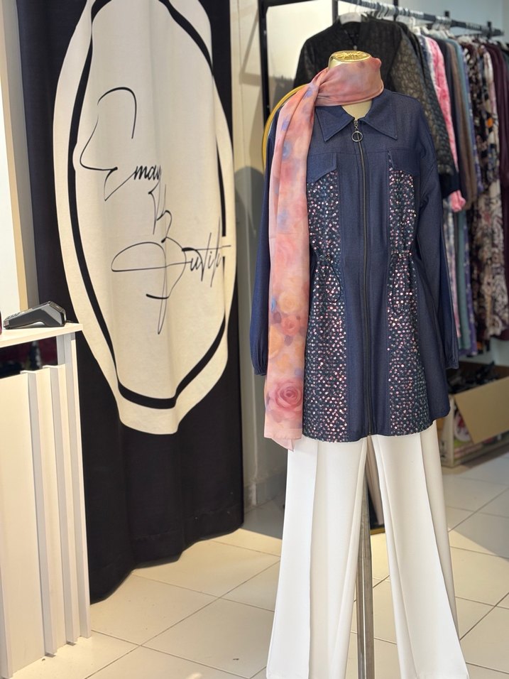 Çok Renkli Denim pullu Ceketi - Görsel 3