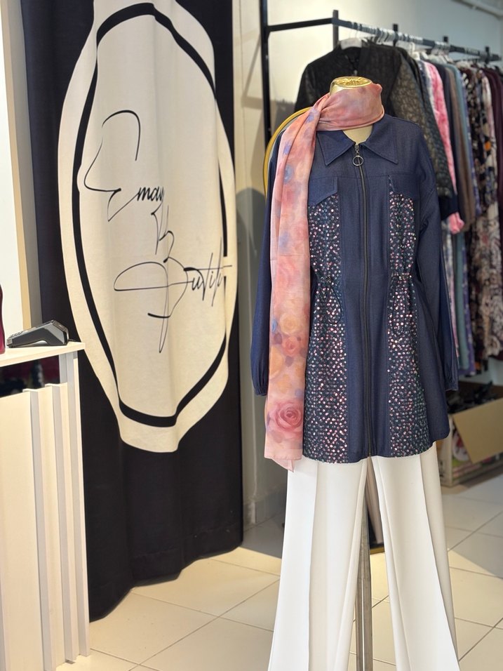 Çok Renkli Denim pullu Ceketi - Görsel 4