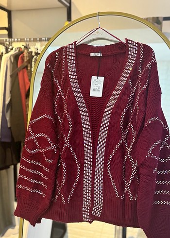 Bordo Nakışlı Bohem Hırka - Görsel 2