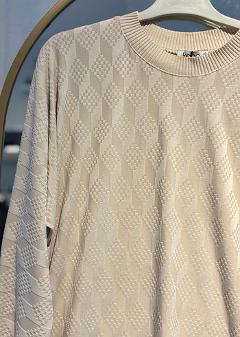 Bej Kısa Kadın Tunik Yarasa Kol - Görsel 4