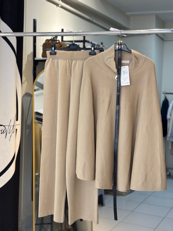 Bej Kemerli Kadın Panço - Görsel 4