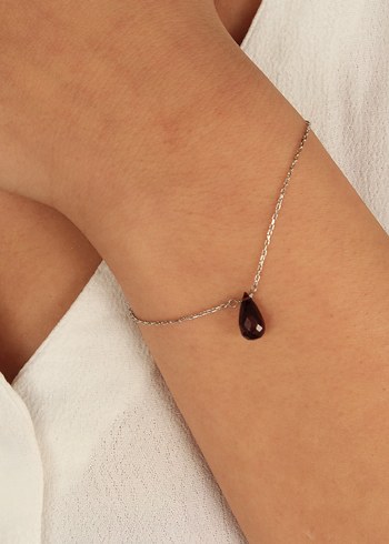 925 Ayar Gümüş Rodyum Kaplama 6 Ct Garnet Kolye - Görsel 4