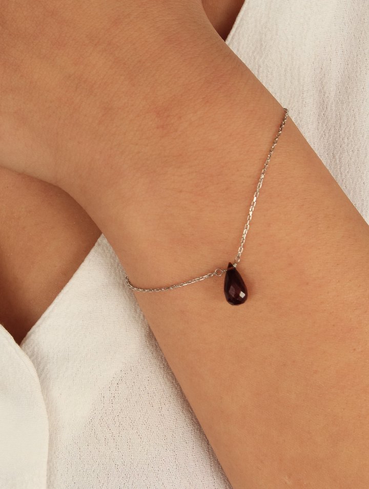 925 Ayar Gümüş Rodyum Kaplama 6 Ct Garnet Kolye - Görsel 4