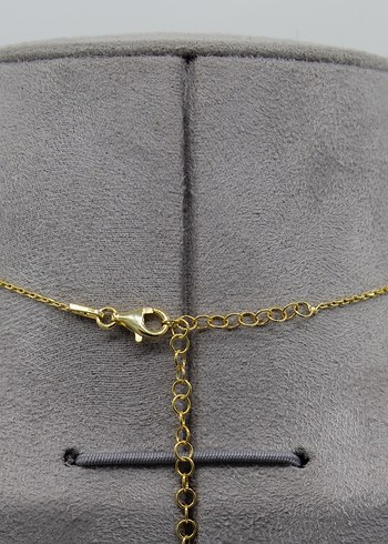 925 Ayar Gümüş Altın Kaplama 15Ct Garnet Taşlı Minimal Kolye - Görsel 2