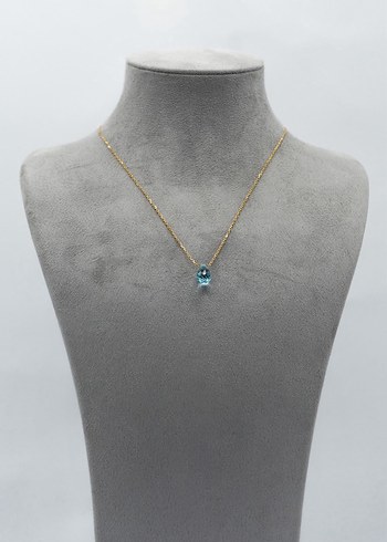 925 Ayar Gümüş Altın Kaplama 3 Ct Mavi Topaz Kolye - Görsel 3