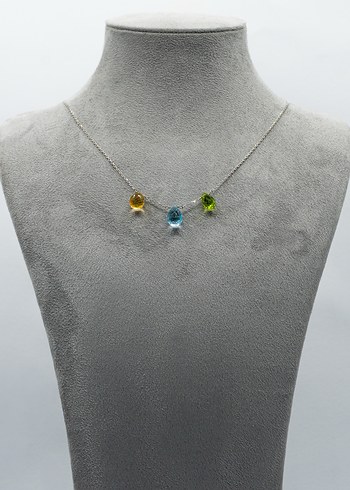 925 Ayar Gümüş Rodyum Kaplama 7 Ct Multi Taşlı Kolye - Görsel 2